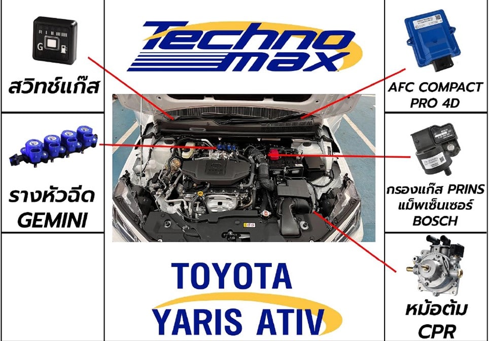 New Yaris Ativ ติดแก๊ส Prins Technomax หงษ์ทองแก๊ส