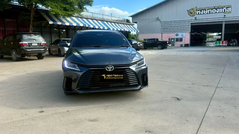 Toyota Yaris Ativ Prins EcoMax หม้อต้ม Tomasetto Nordic รางหัวฉีด Hana กรองแก๊สกลางสาย Certool F-750 กล่อง Prins AFC Compact 4D ถังโดนัทวางใน 42L